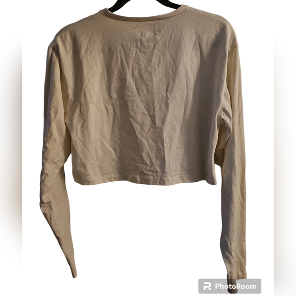Alphalete Off White Long Sleeve Crop Top Sz M - Picture 3 of 6